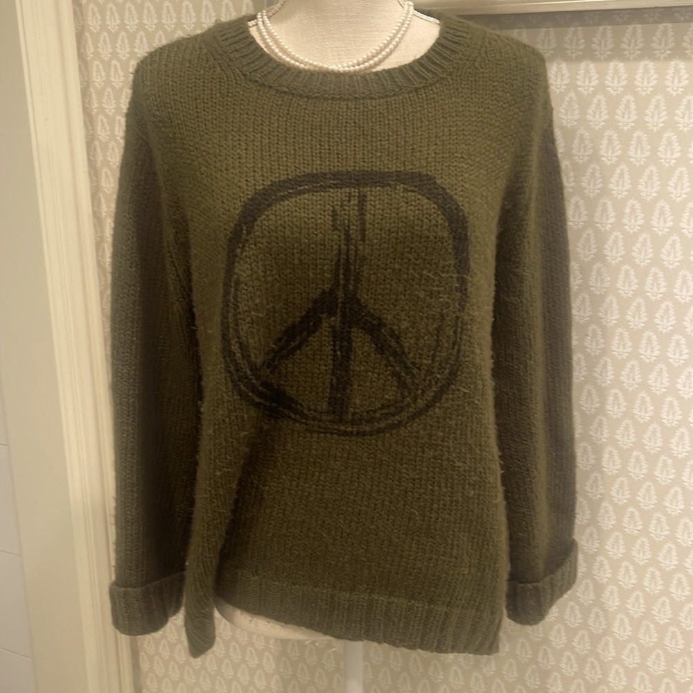 Wooden Ships Green Peace Sign Sweater